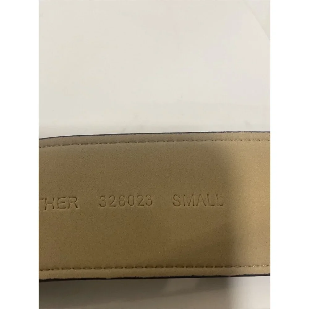 NINE WEST LEATHER PATCHWORK BROWN BELT WOMEN COWHIDE GOLD BUCKLE‎ SMALL PELLING